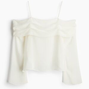 3/$20⚡️ NWT H&M Cream Chiffon Off the Shoulder Sheer Long Sleeve Blouse Top